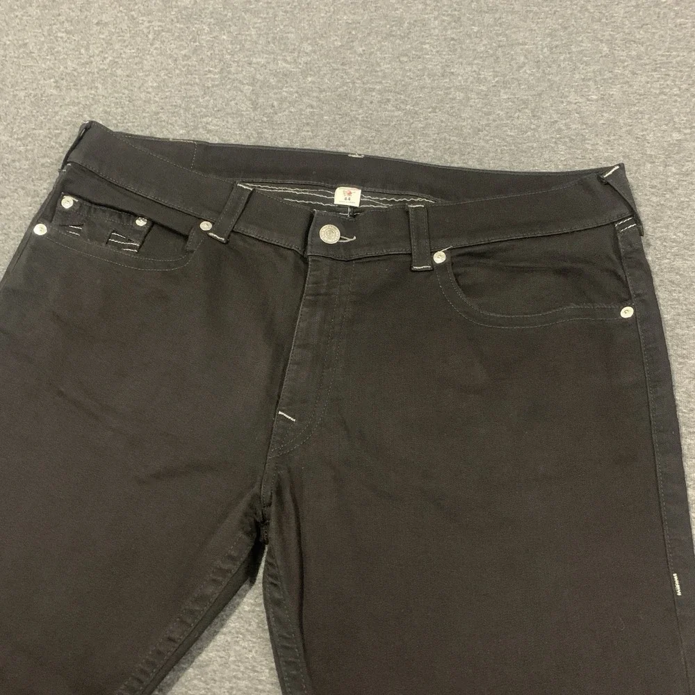 True Religion Men's Straight Leg Jeans Black Cotton Blend - 44x33